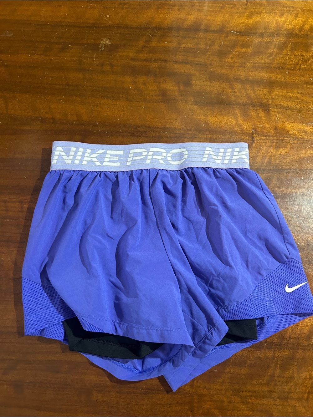 Nike Purple Girls' Athletic Shorts with White Logo Waistband